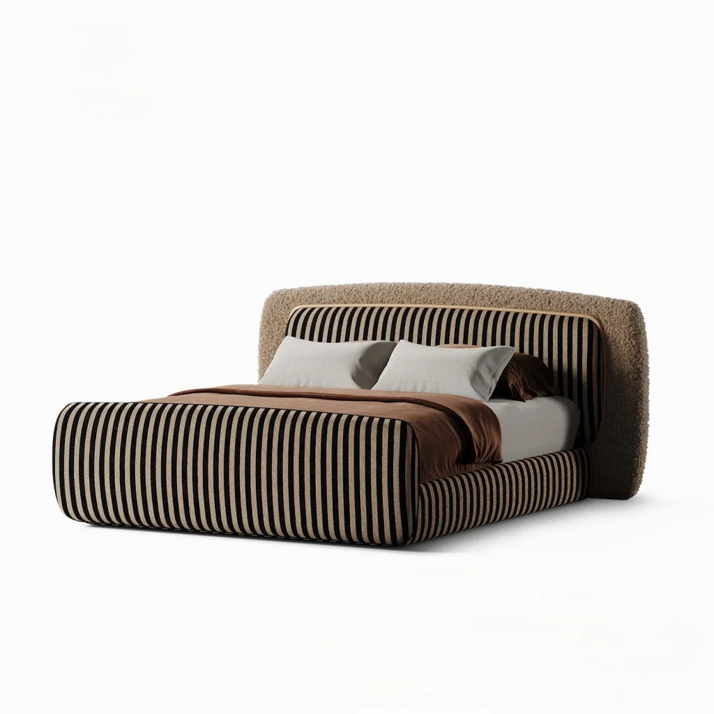Striped Channel Upholstered Bed