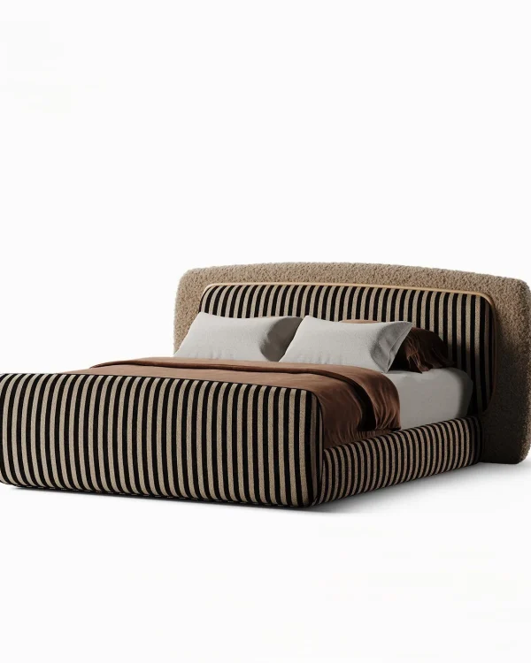 Striped Channel Upholstered Bed