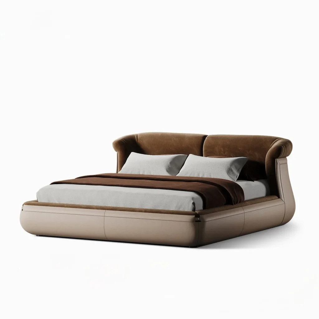 Curved Wing Upholstered Bed