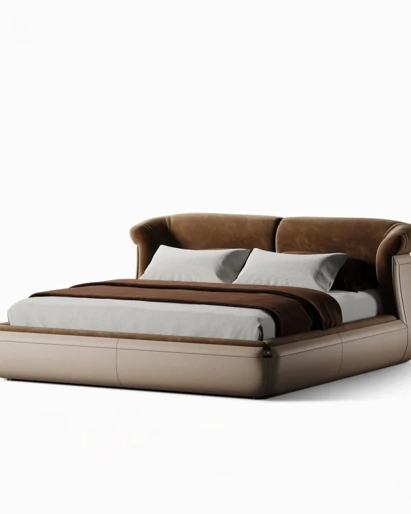 Curved Wing Upholstered Bed