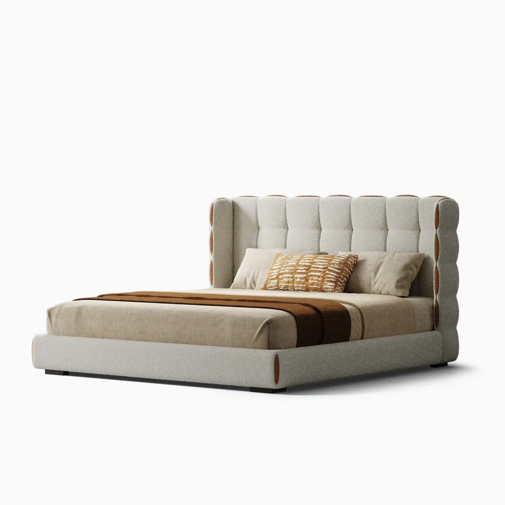 Grid Tufted Upholstered Bed