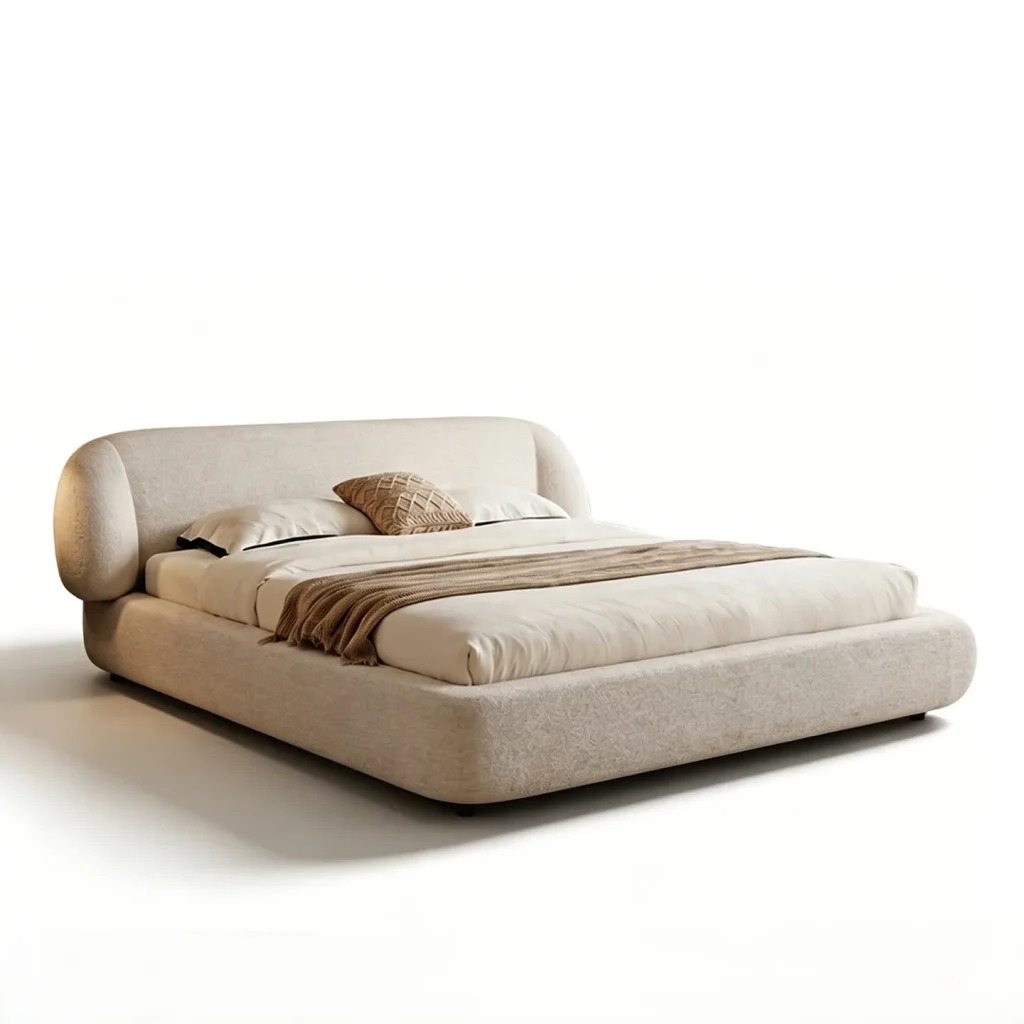 Rounded Bolster Upholstered Bed