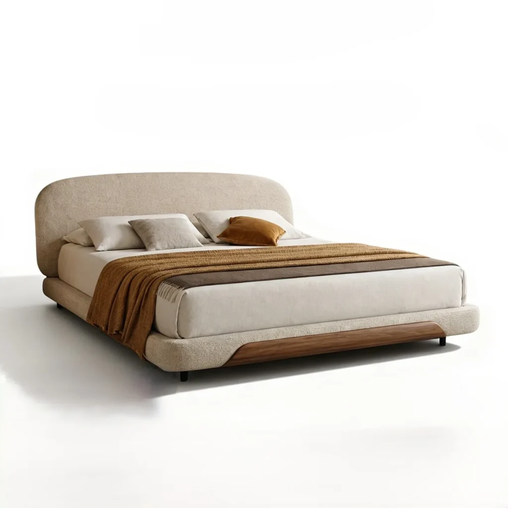 Rounded Upholstered Platform Bed