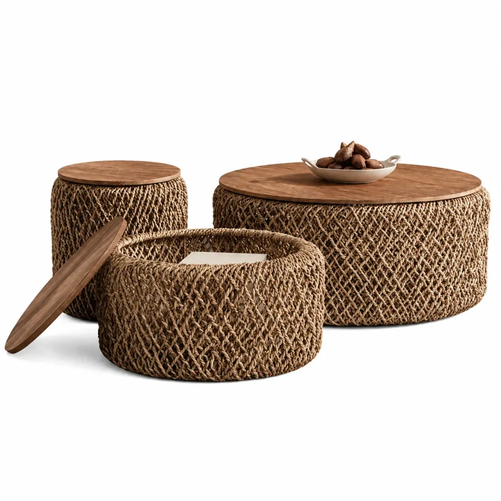 Woven Rattan Round Coffee Table