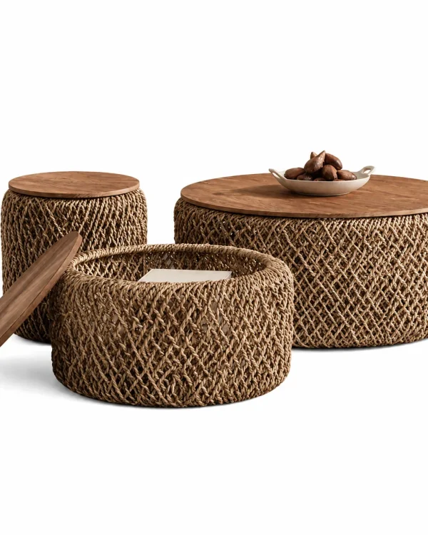 Woven Rattan Round Coffee Table