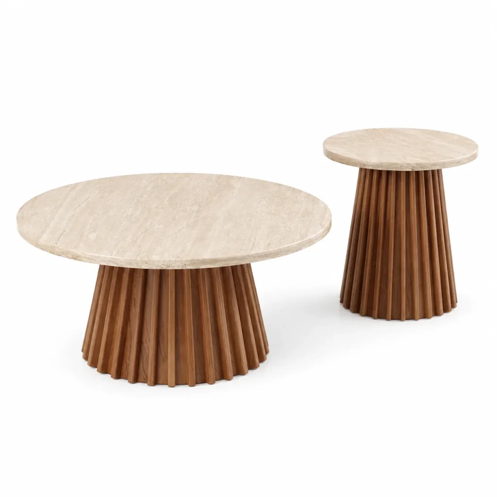 Fluted Round Coffee Table Set