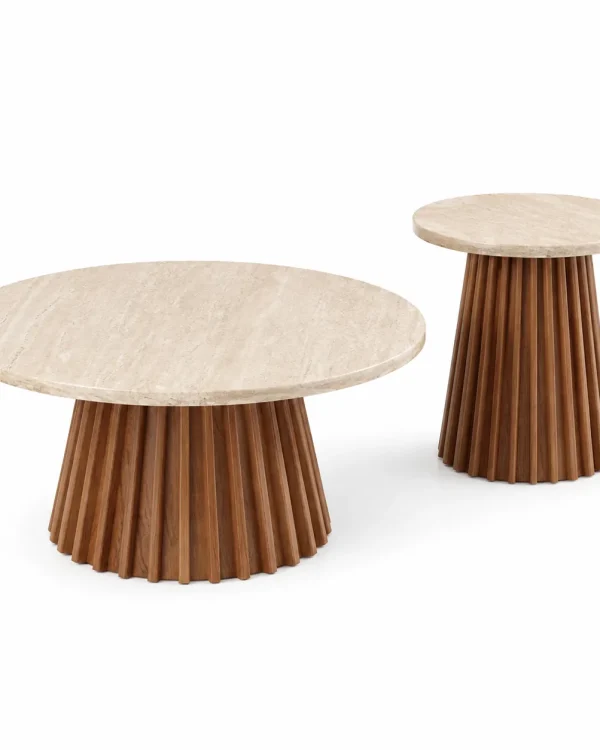 Fluted Round Coffee Table Set
