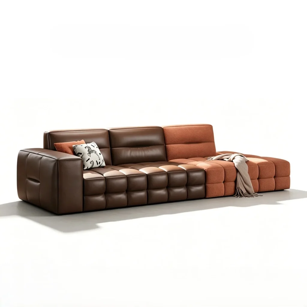 Tufted Leather Modular Sofa