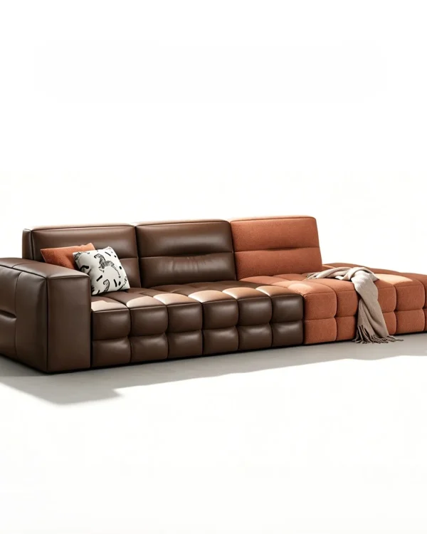 Tufted Leather Modular Sofa