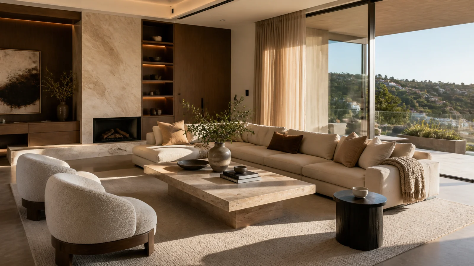 Luxury Los Angeles villa interior with high-end custom furniture
