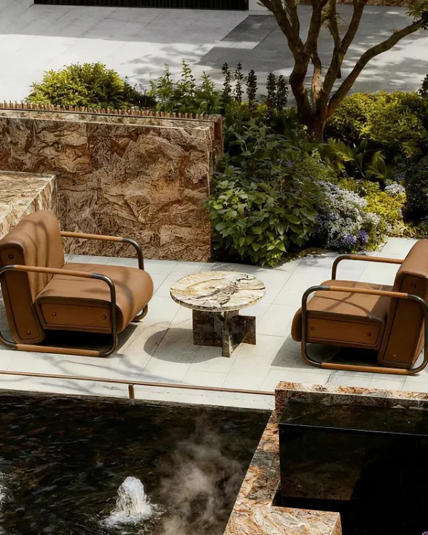 Leather Outdoor Lounge Chair Set