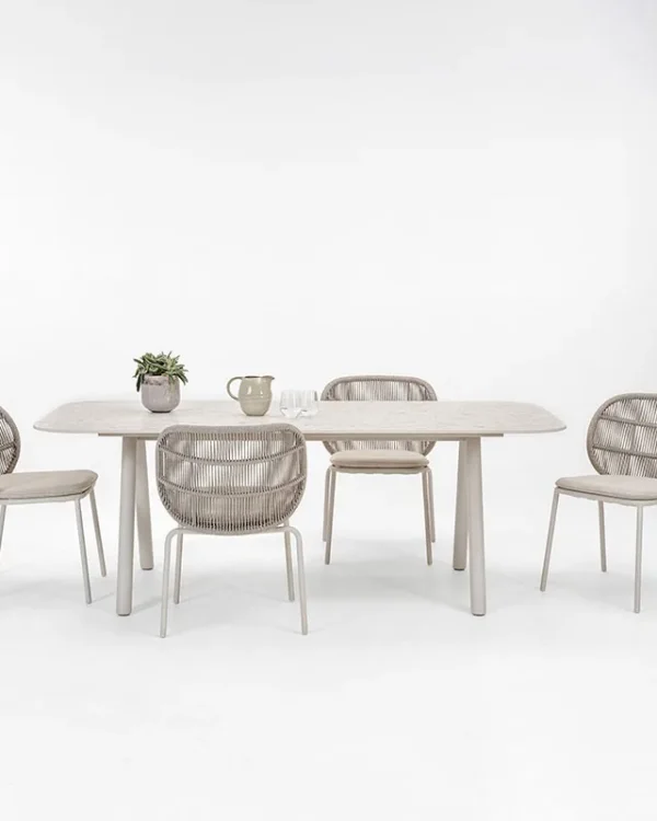 Aluminum And Stone Outdoor Dining Set