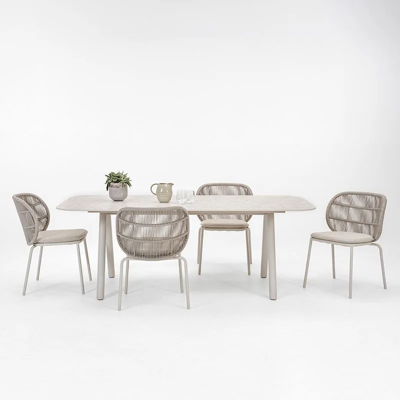 Aluminum And Stone Outdoor Dining Set