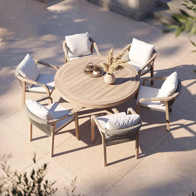 Round Teak Patio Dining Set