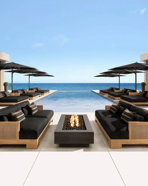 Teak Outdoor Fire Pit Sofa Set