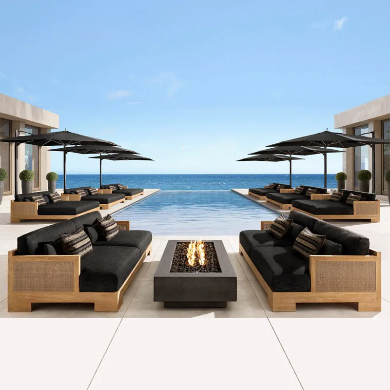 Teak Outdoor Fire Pit Sofa Set