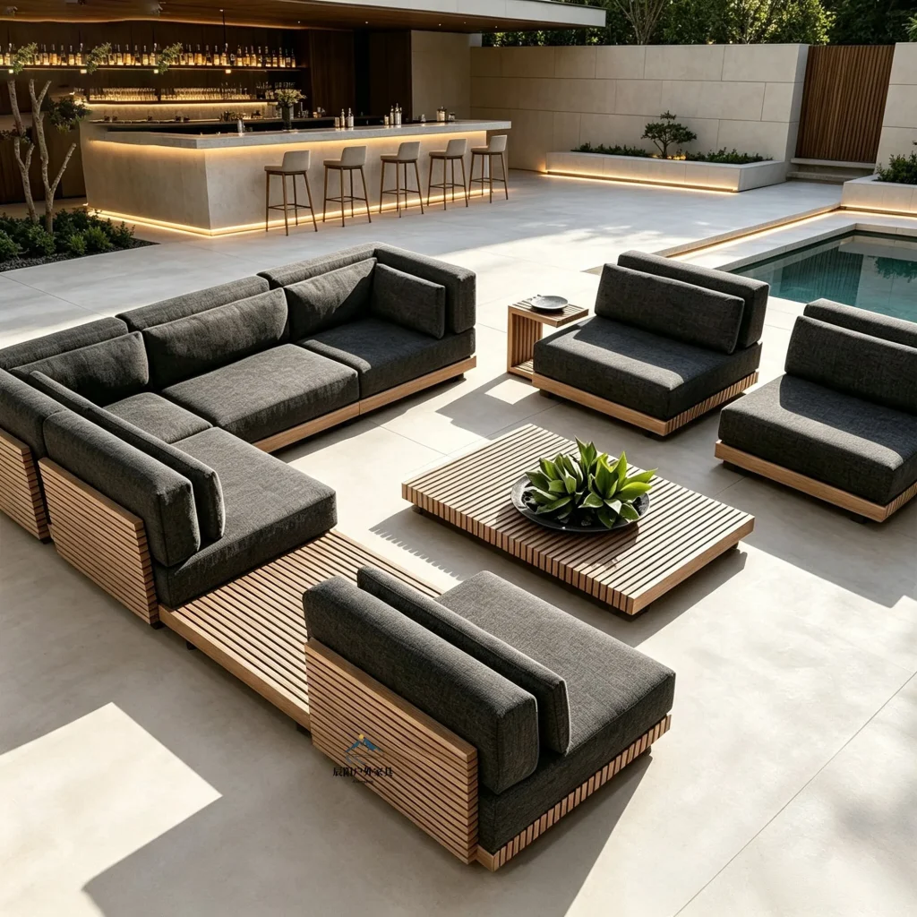 Teak Outdoor Chaise Sectional