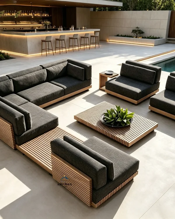 Teak Outdoor Chaise Sectional